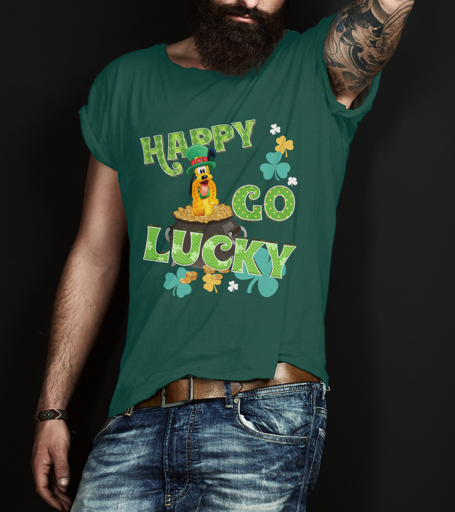 Happy Go Lucky Pluto St. Patrick's Day Theme With Lucky Charms And Gold Coins T-Shirt