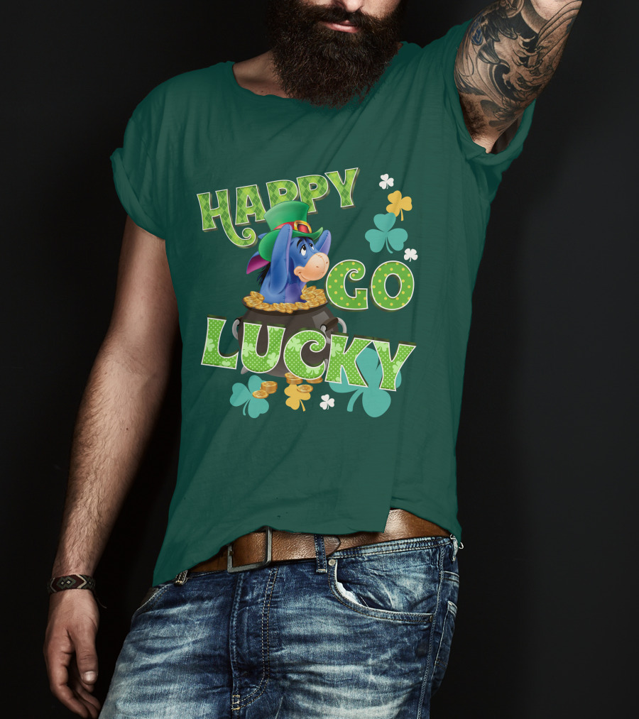 Eeyore Happy Go Lucky St. Patrick's Day Pot Of Gold T-Shirt