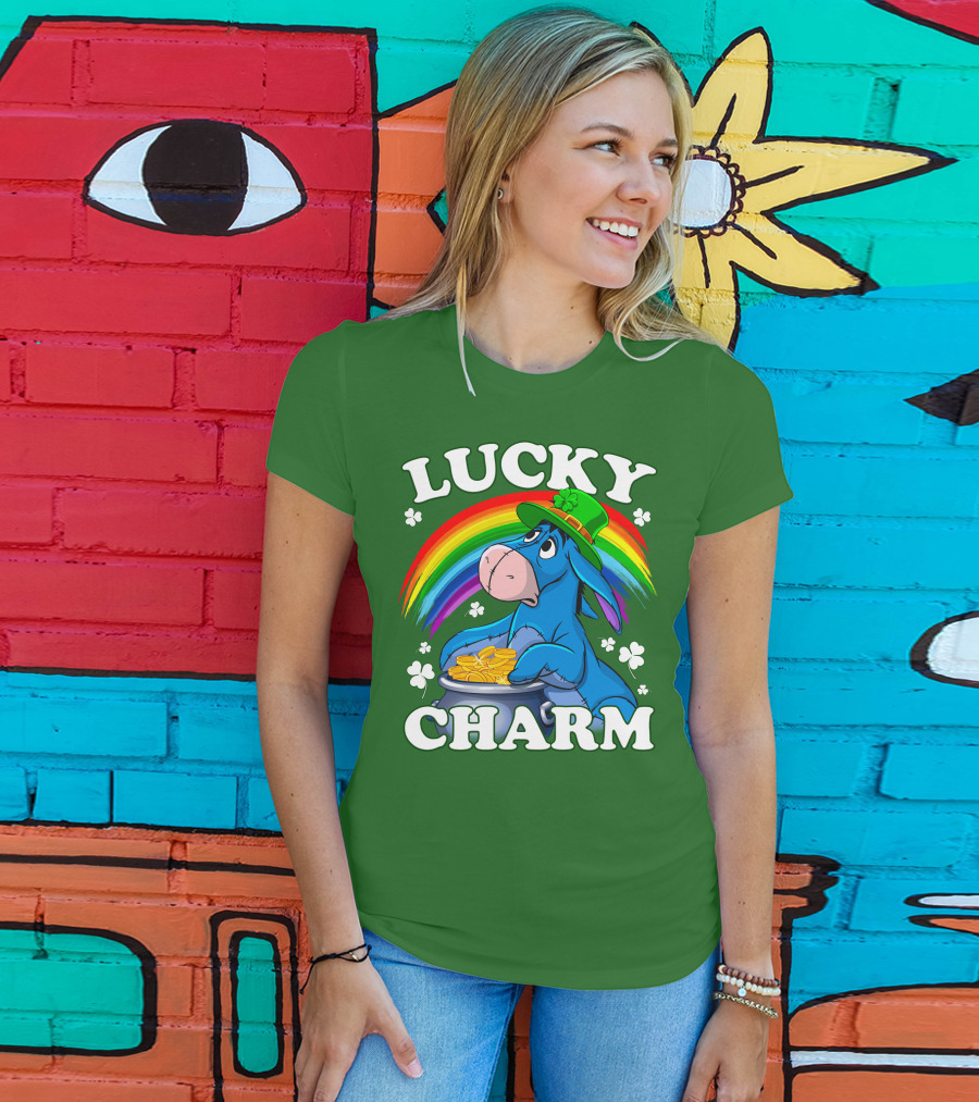 Lucky Charm Eeyore Rainbow St. Patrick's Day T-Shirt
