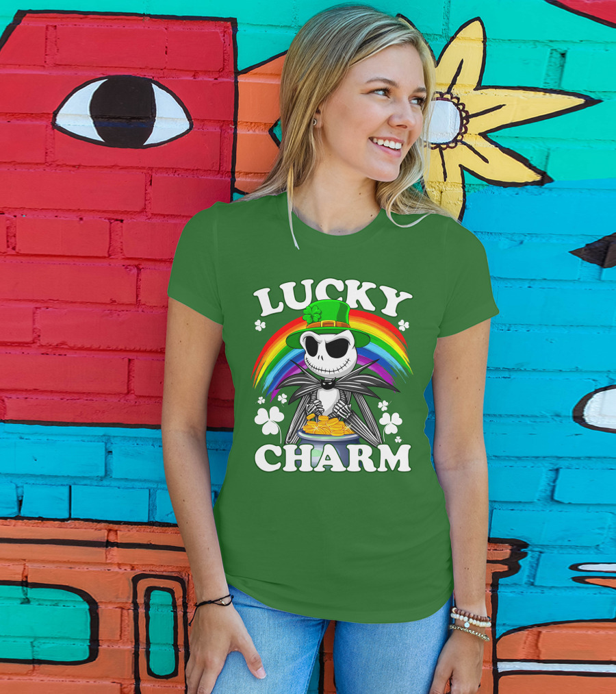 Lucky Charm Jack Skellington Rainbow Shamrock T-Shirt