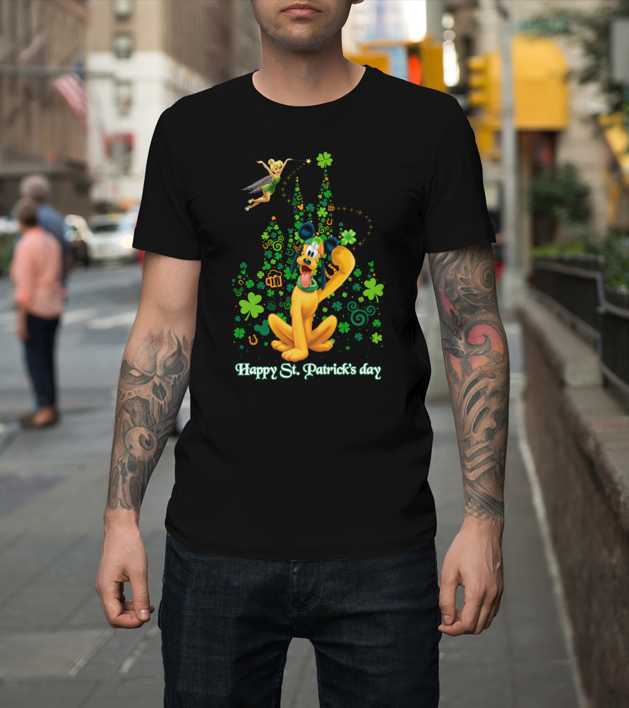 Happy St. Patrick's Day Pluto And Tinker Bell Disney Celebration T-Shirt