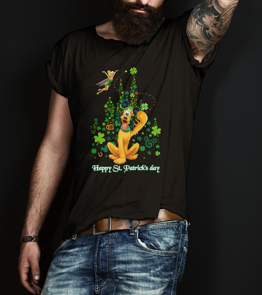 Happy St. Patrick's Day Pluto And Tinker Bell Disney Celebration T-Shirt