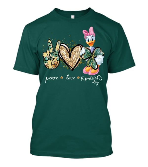 Peace Love St. Patrick's Day Daisy Duck Shamrock T-Shirt