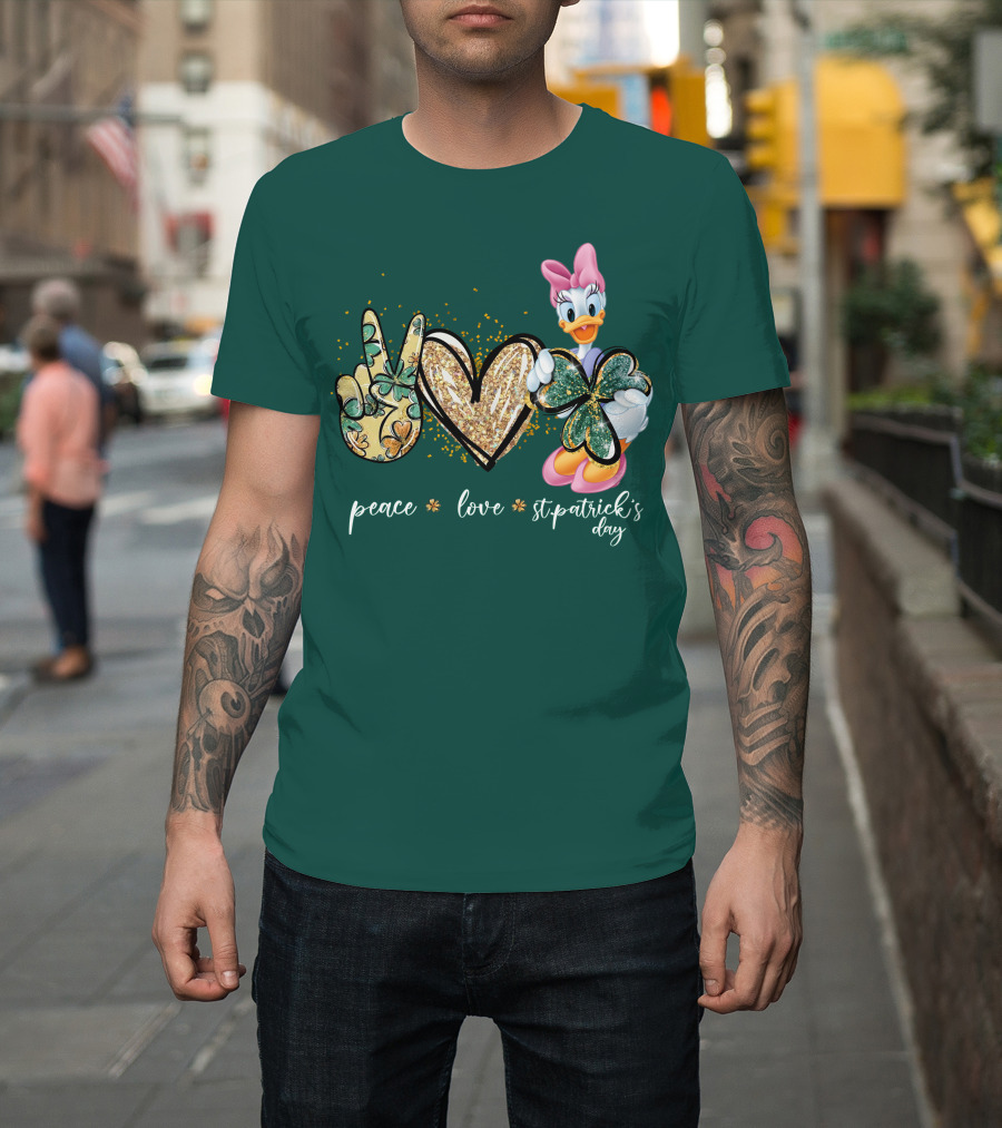 Peace Love St. Patrick's Day Daisy Duck Shamrock T-Shirt