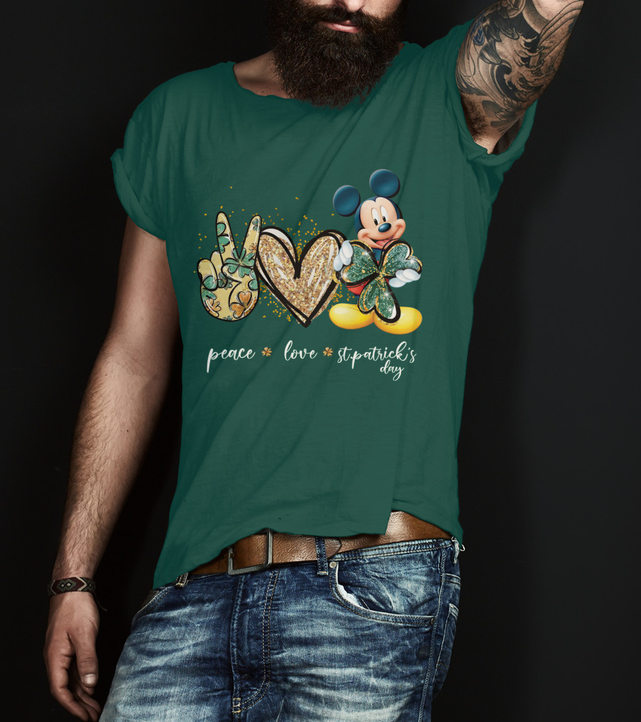Peace Love St. Patrick's Day Mickey T-Shirt