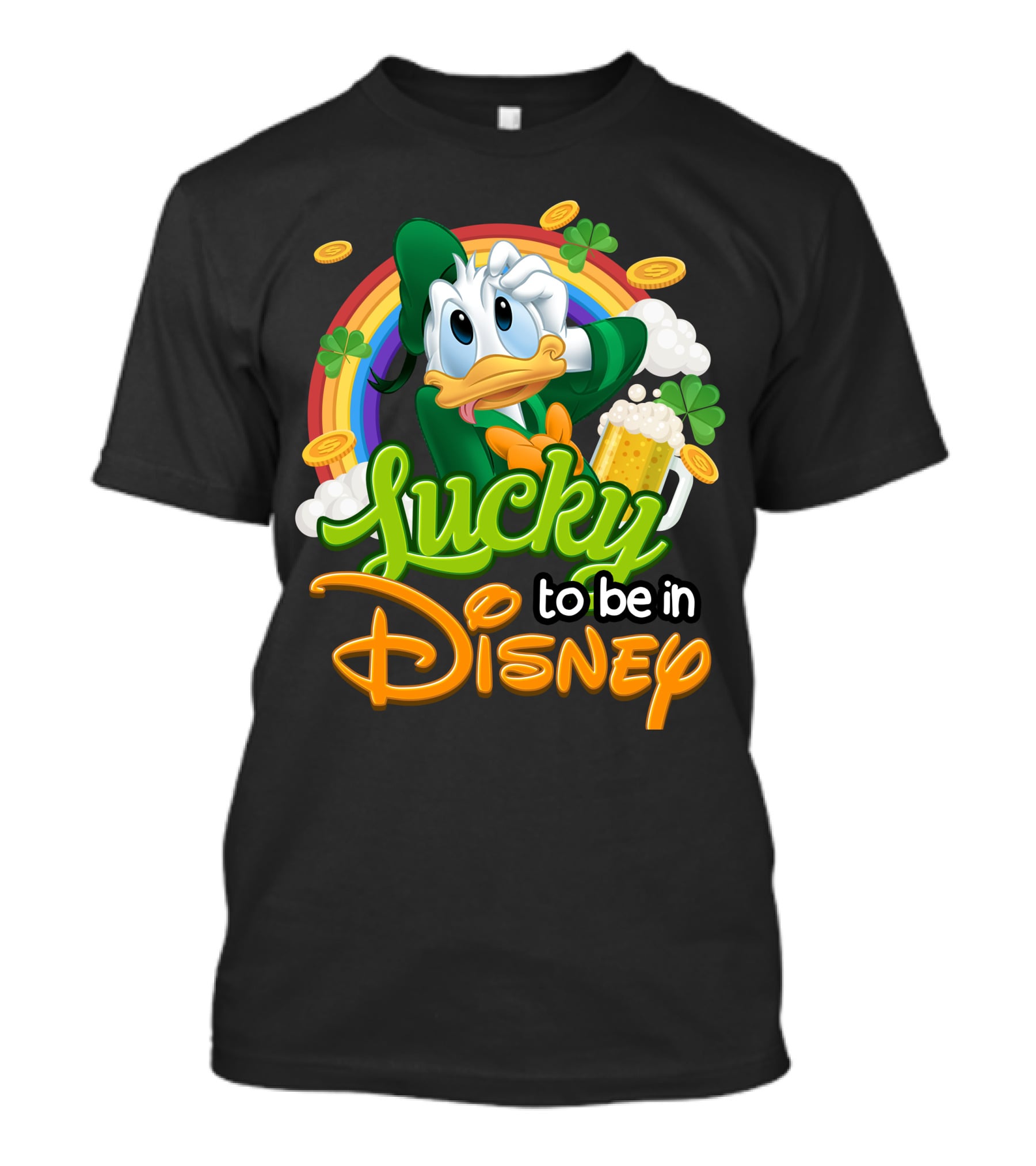 Lucky To Be In Disney Donald Duck Rainbow Beer T-Shirt