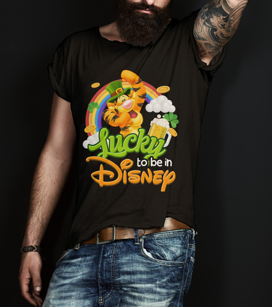 Lucky To Be In Disney Tigger Rainbow Clover St. Patrick's Celebration T-Shirt