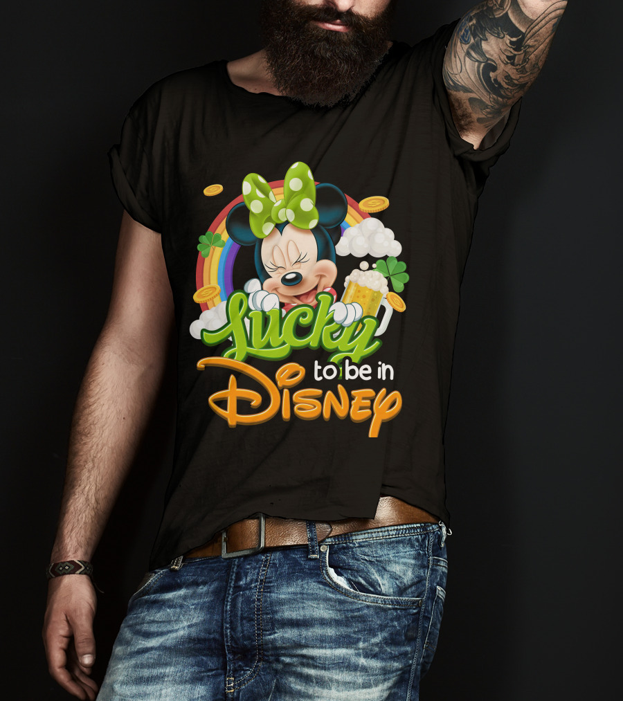 Lucky To Be In Disney Minnie Rainbow Coins T-Shirt
