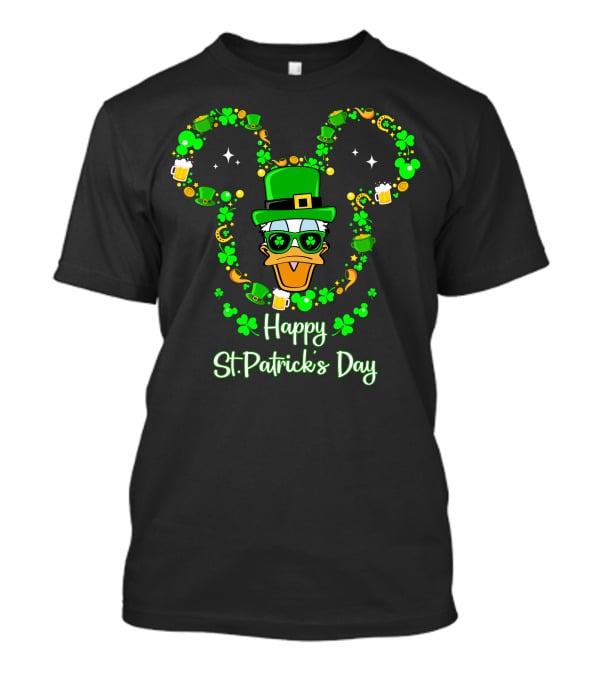 Happy St. Patrick's Day Donald Duck With Shamrocks And Beer T-Shirt