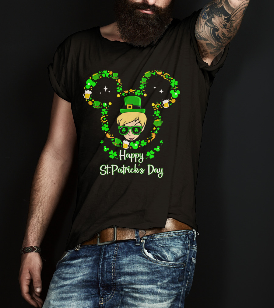 Happy St. Patrick's Day Tinkerbell In Green Hat With Shamrocks And Beers T-Shirt