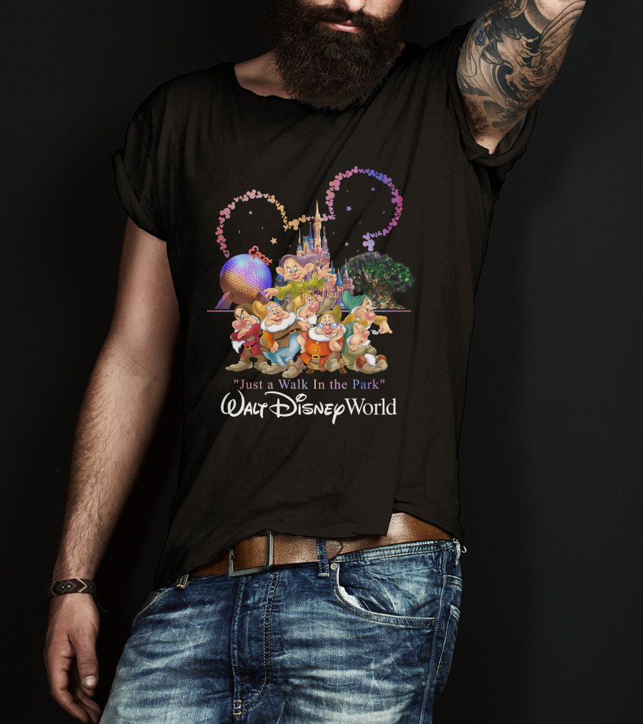Walt Disney World 7 Dwarfs Epcot Castle Fireworks Just A Walk In The Park T-Shirt