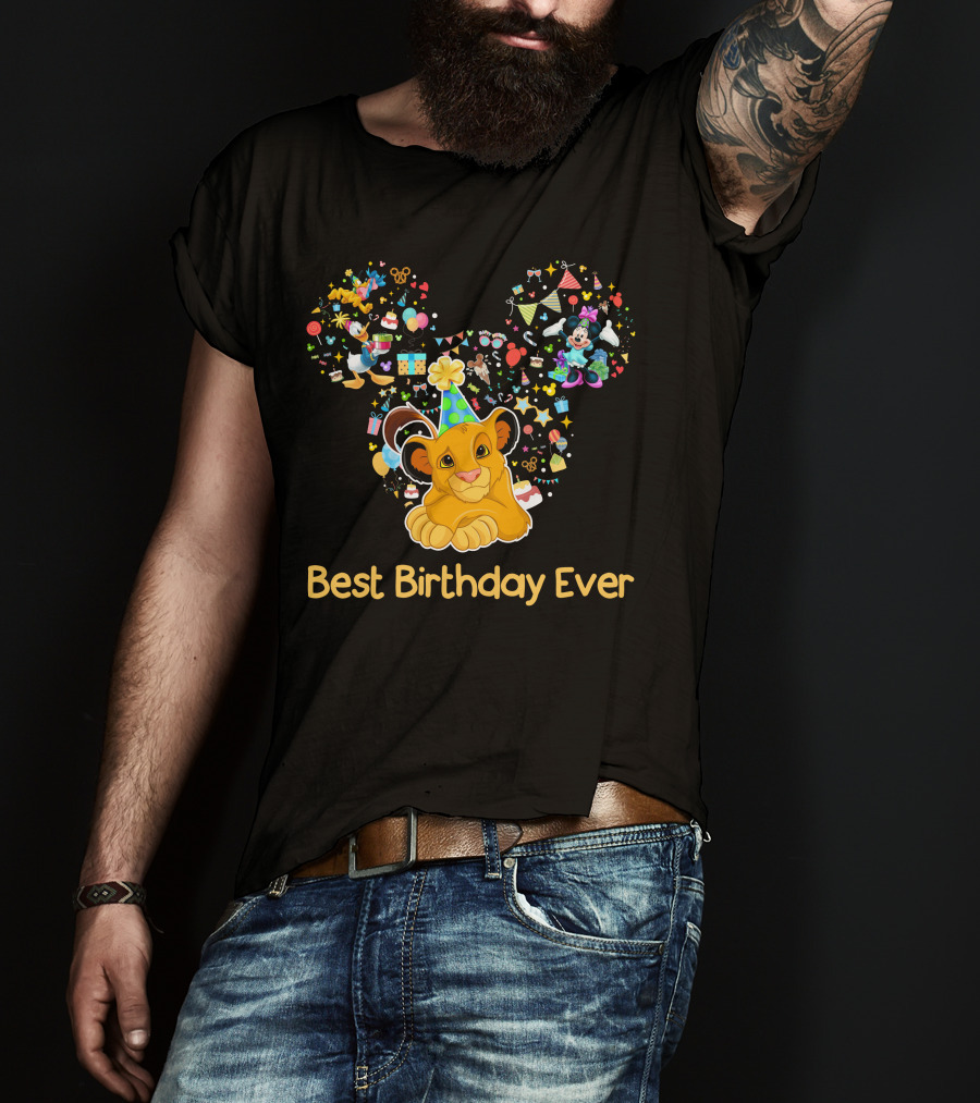 Simba Best Birthday Ever Disney Mickey Mouse Ears Party Hat T-Shirt