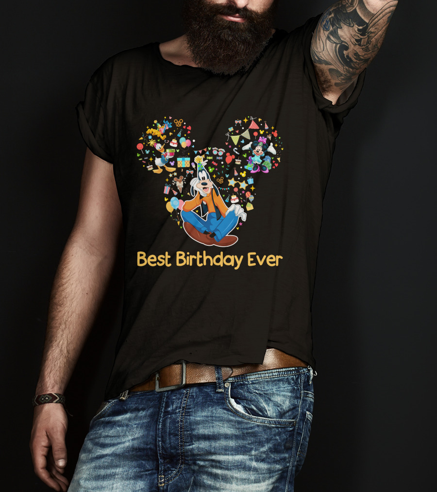 Best Birthday Ever Goofy Minnie Mickey Ears Celebration T-Shirt