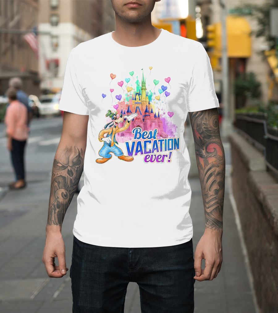 Best Vacation Ever Goofy Disney Castle Balloons T-Shirt