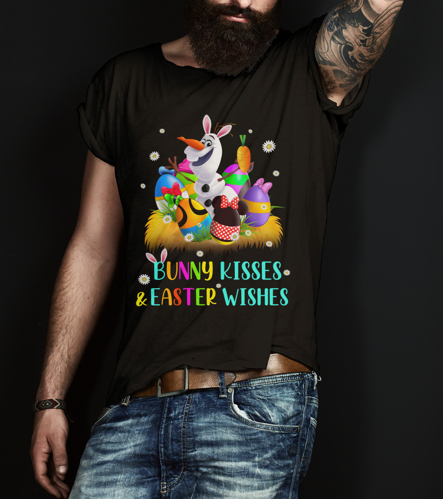 Bunny Kisses & Easter Wishes Olaf With Colorful Eggs And Carrot T-Shirt