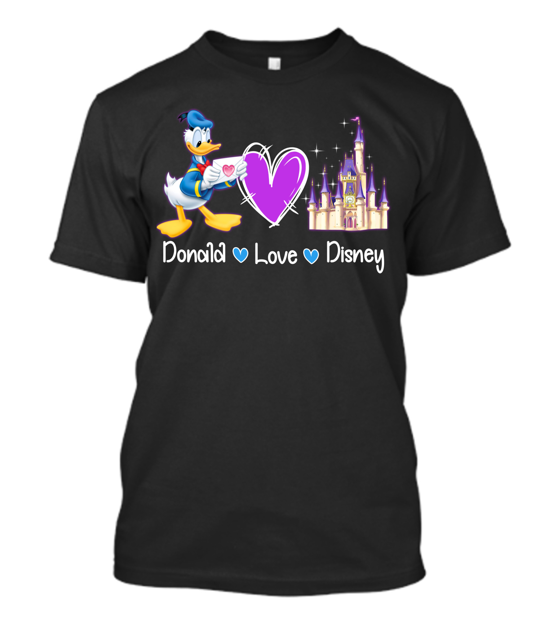 Donald Love Disney Purple Heart Iconic Castle T-Shirt