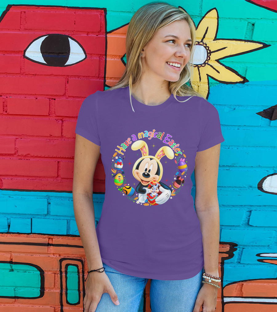Have A Magical Easter Mickey Mouse With Bunny Ears And Colorful Eggs T-Shirt
