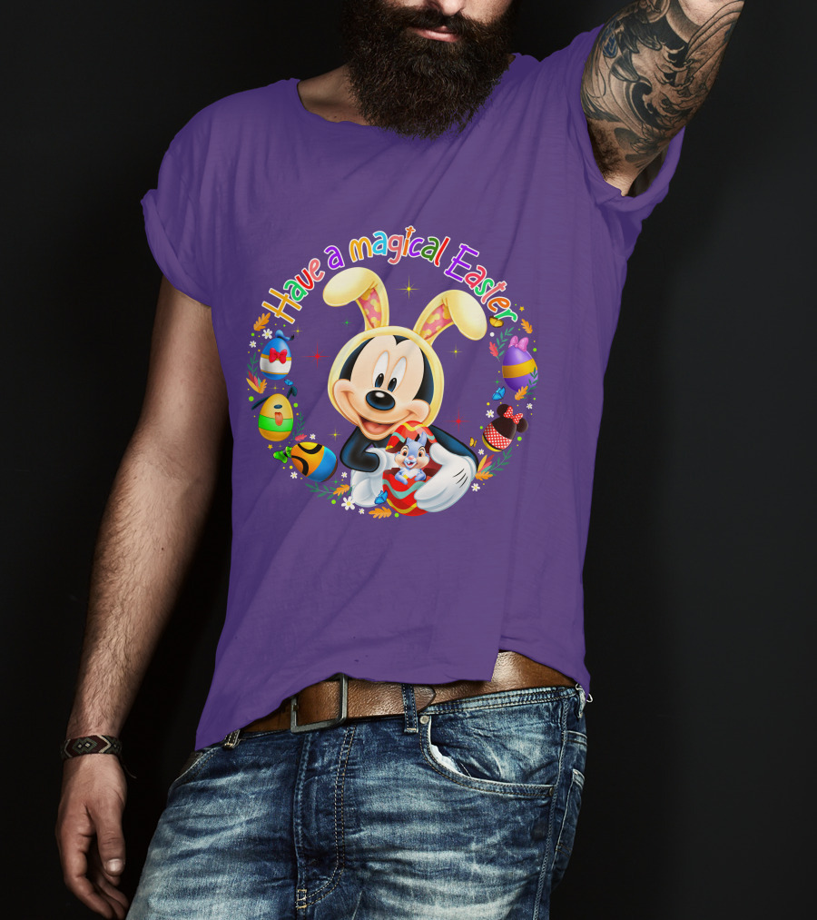 Have A Magical Easter Mickey Mouse With Bunny Ears And Colorful Eggs T-Shirt