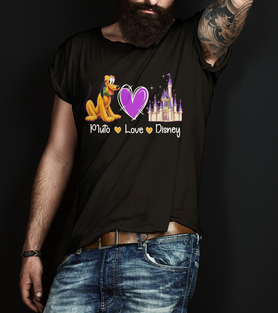 Pluto Love Disney Heart Castle T-Shirt