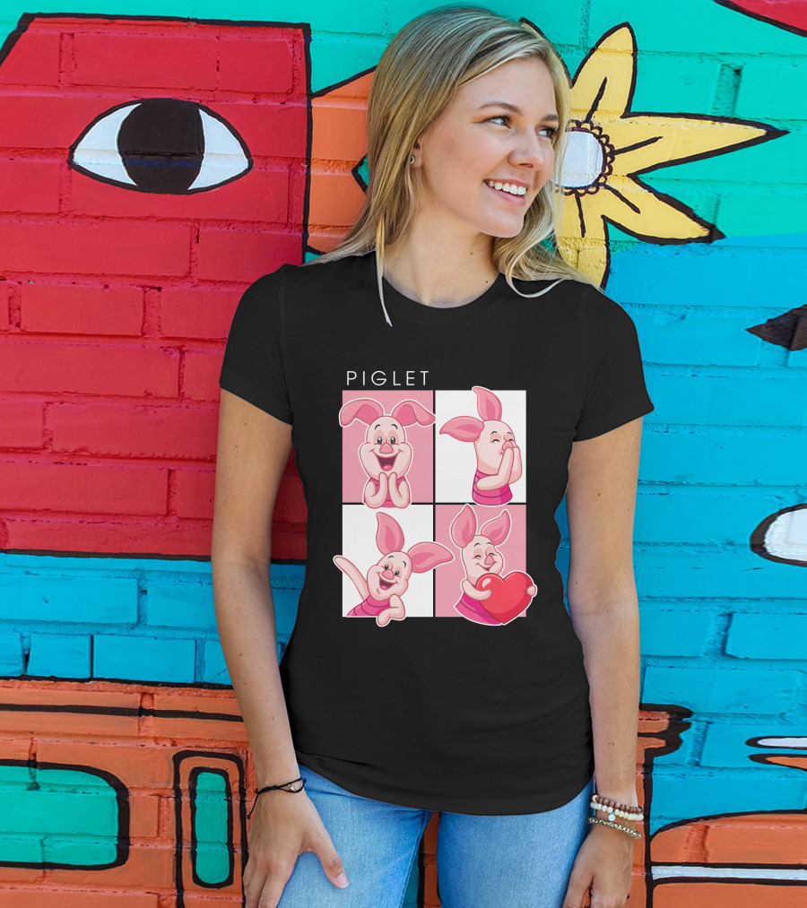Piglet Cute Expressions With Heart T-Shirt