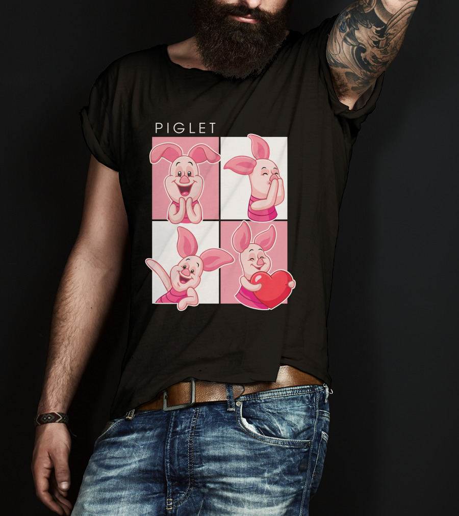 Piglet Cute Expressions With Heart T-Shirt
