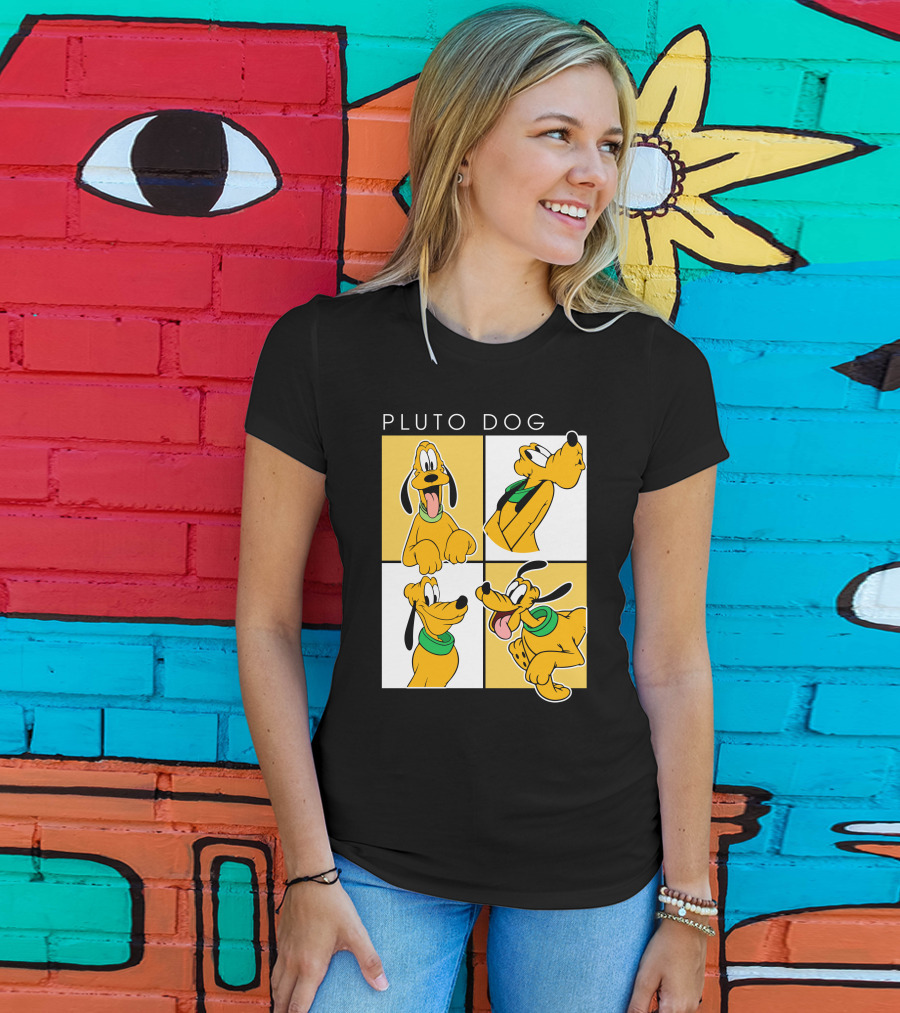 Pluto Dog Playful Expressions Collage T-Shirt