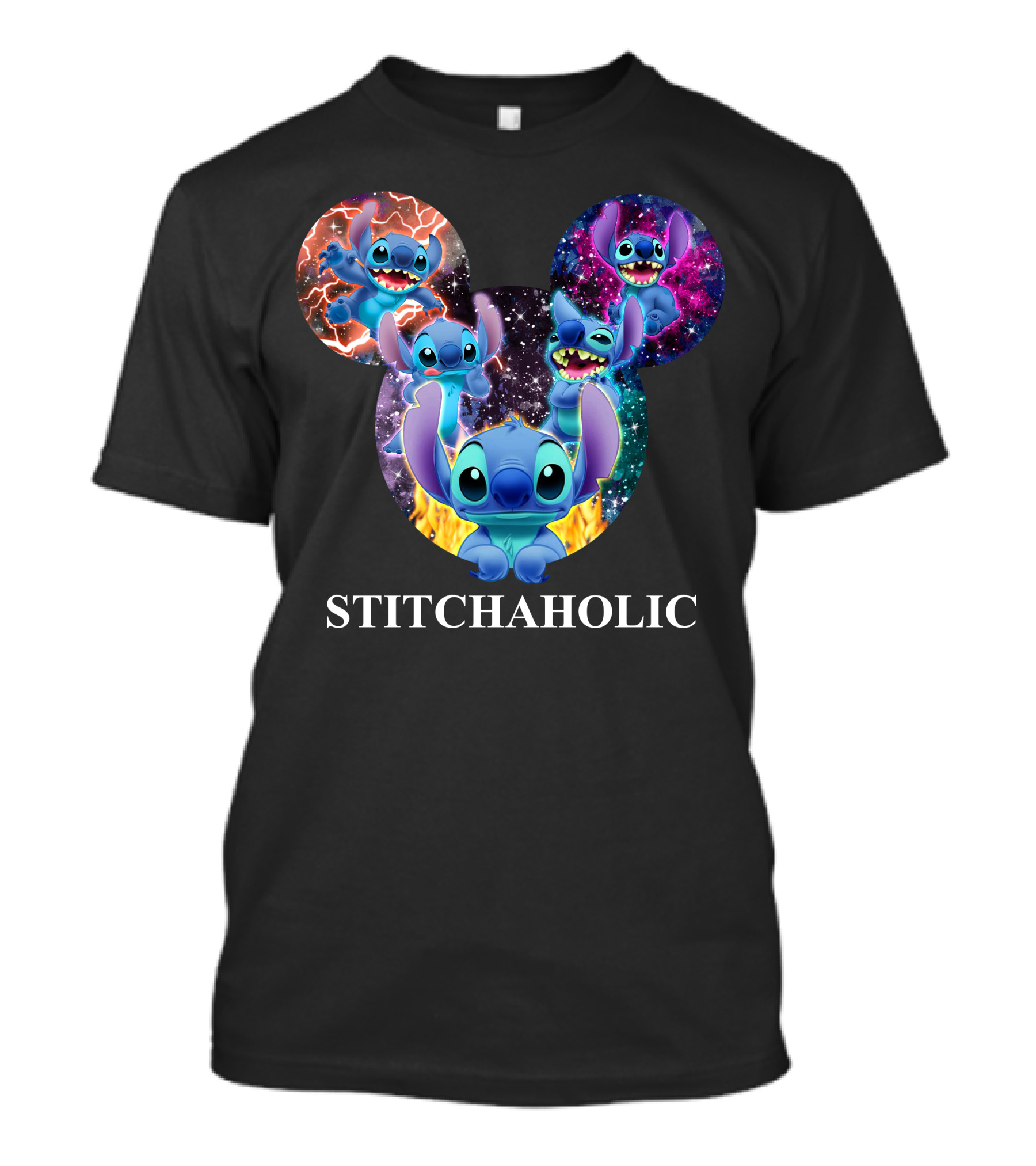 Stitchaholic Disney Stitch Mickey Mouse Head Galaxy T-Shirt