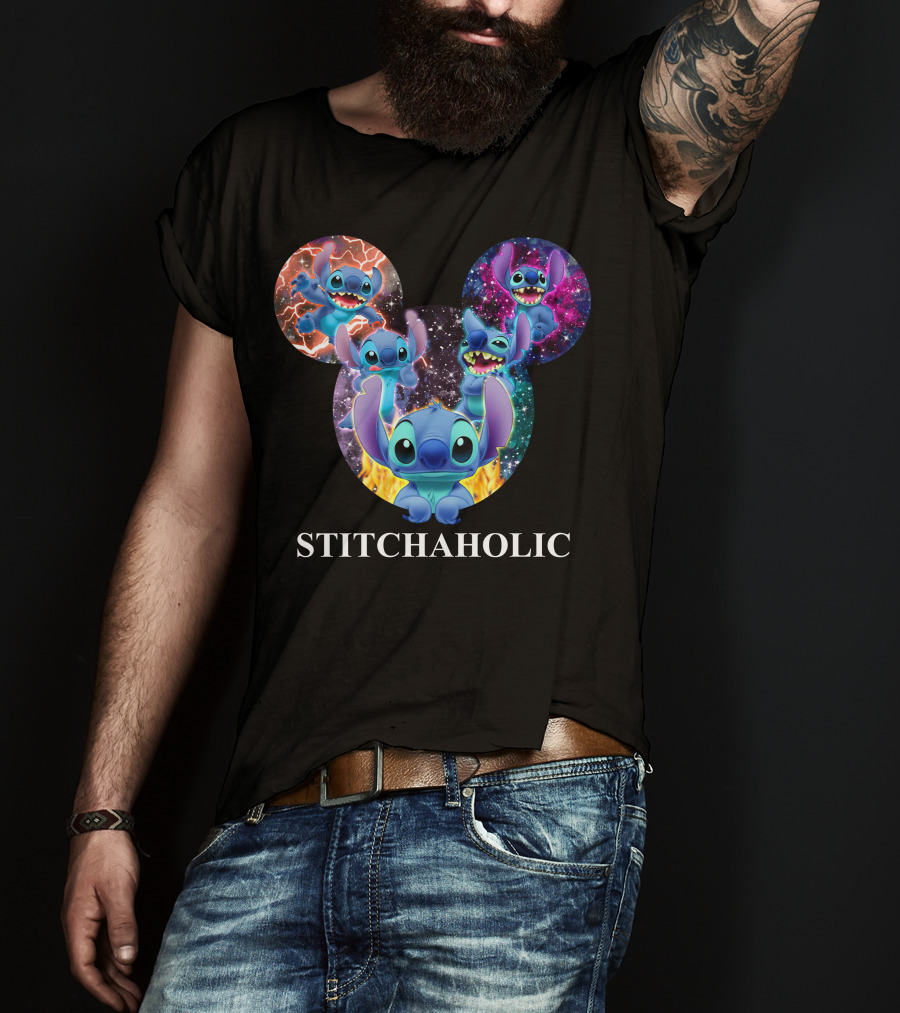 Stitchaholic Disney Stitch Mickey Mouse Head Galaxy T-Shirt