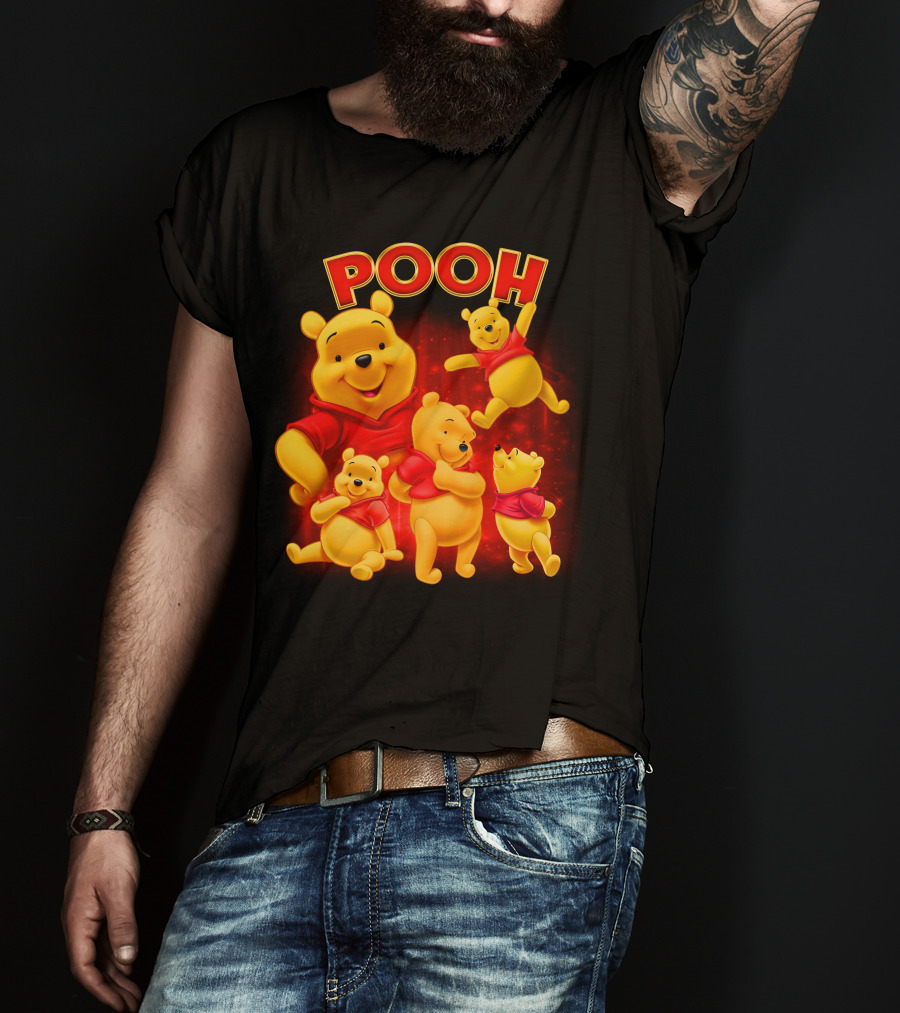 Pooh Winnie The Pooh Multiple Poses Red T-Shirt