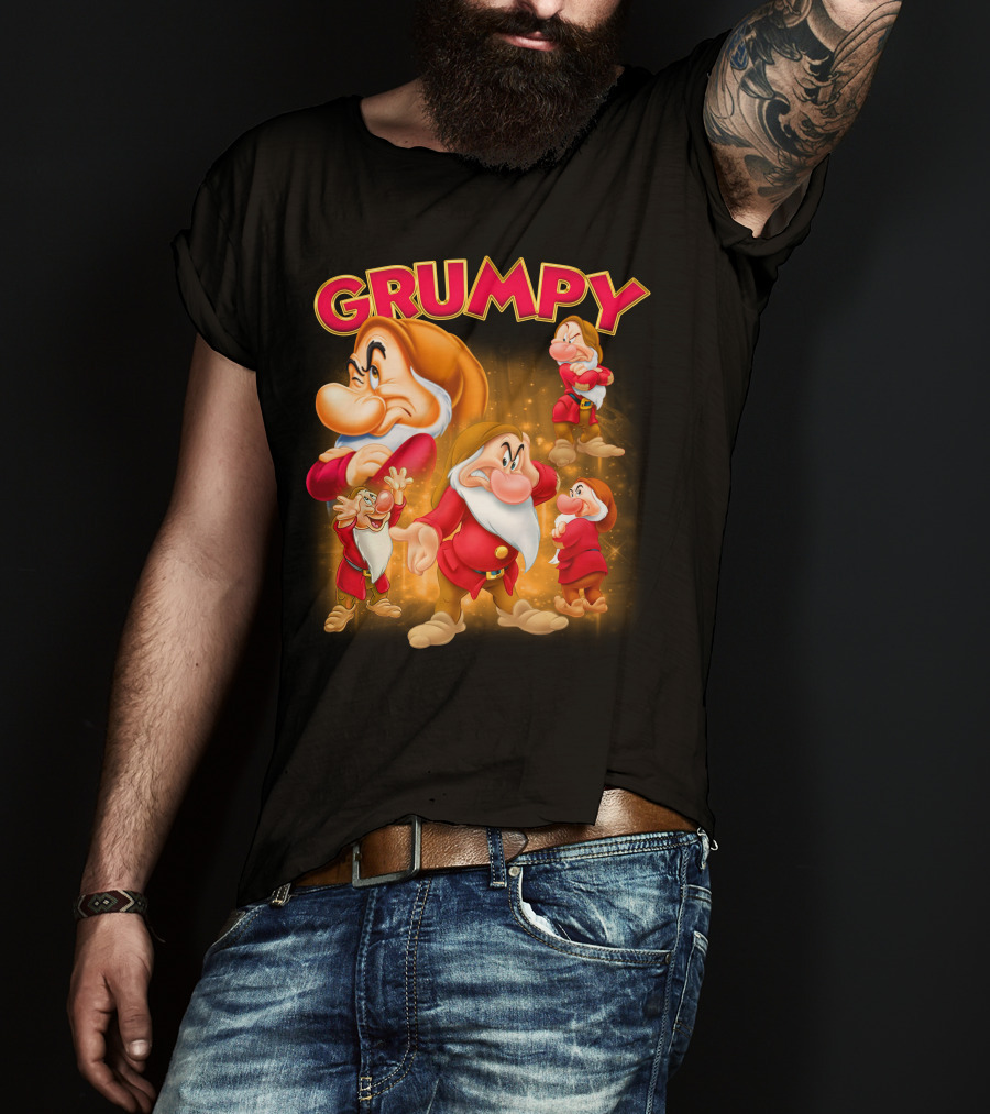 Grumpy The Dwarf Classic Character Expression Montage T-Shirt