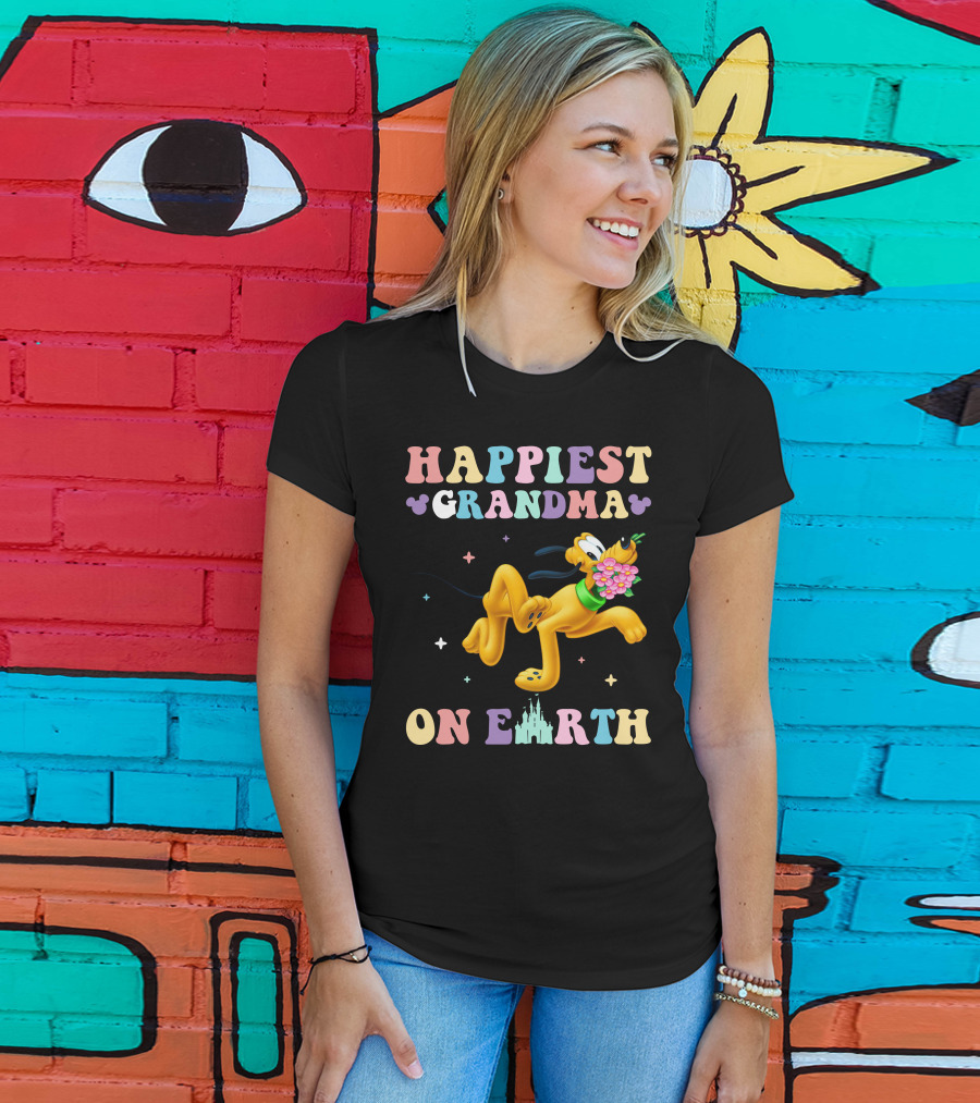 Happiest Grandma On Earth Pluto Disney Castle T-Shirt