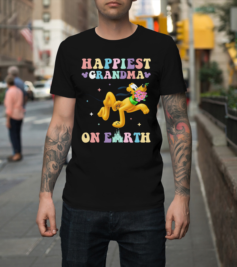 Happiest Grandma On Earth Pluto Disney Castle T-Shirt