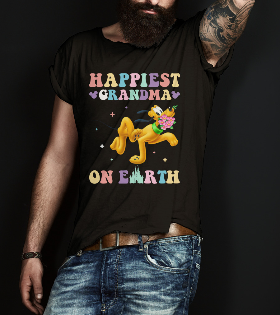 Happiest Grandma On Earth Pluto Disney Castle T-Shirt