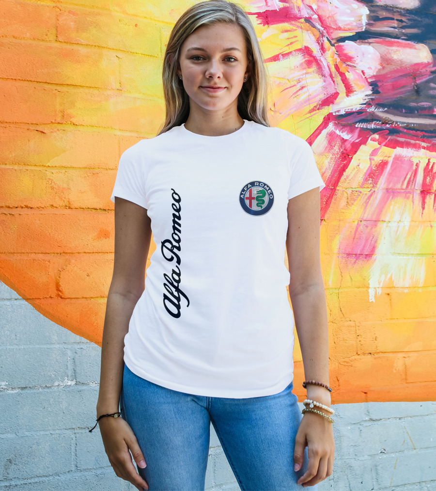 Alfa Romeo Vertical Script With Emblem T-Shirt