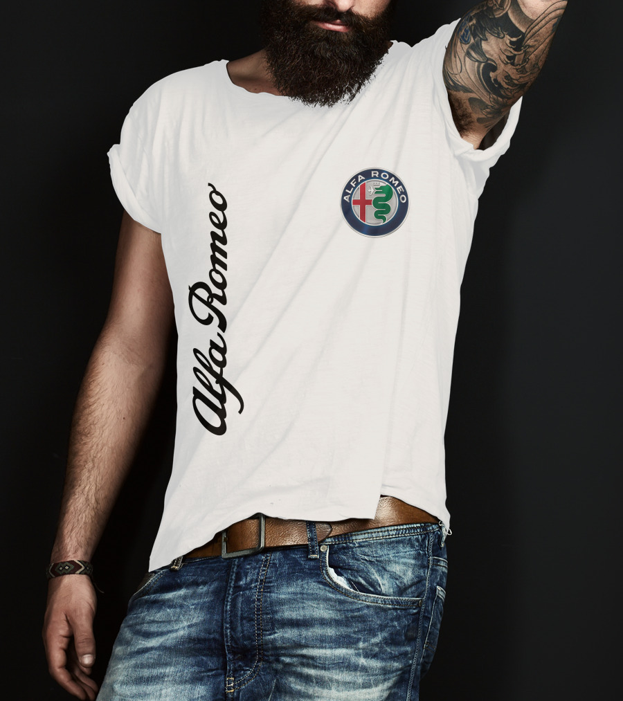 Alfa Romeo Vertical Script With Emblem T-Shirt