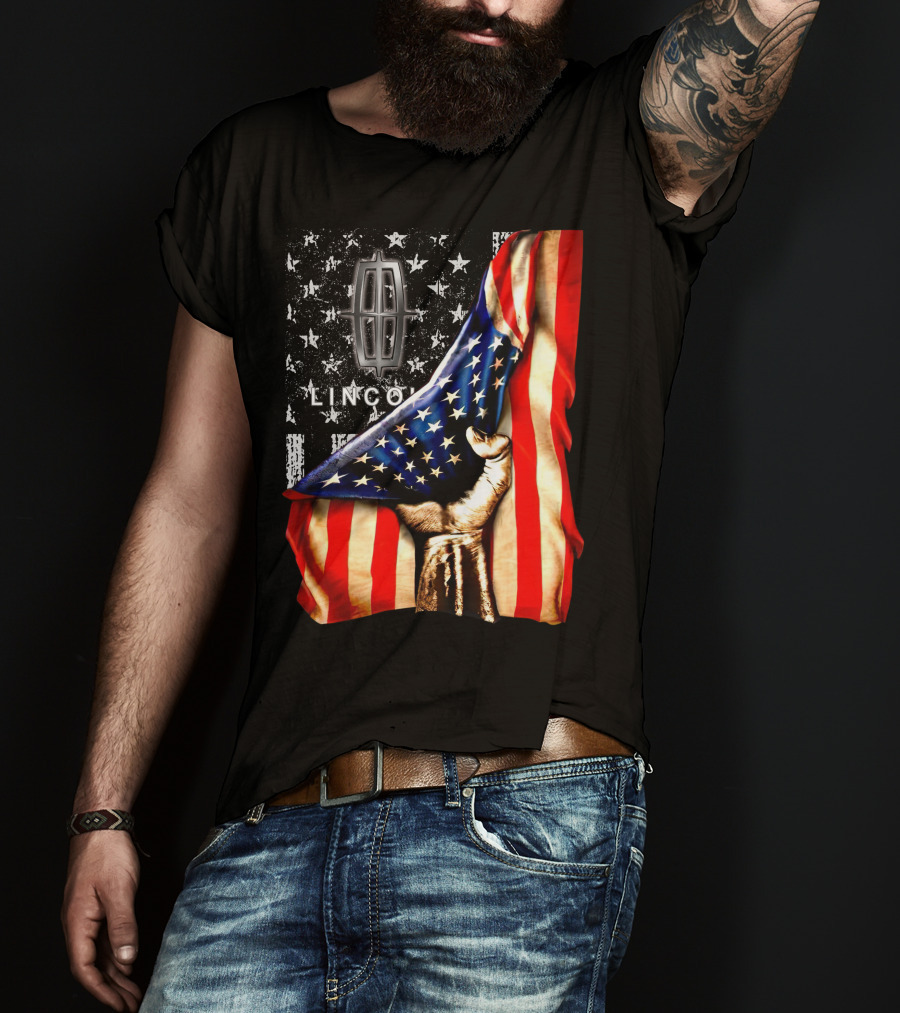 Lincoln Flag Stars And Stripes With Hand T-Shirt