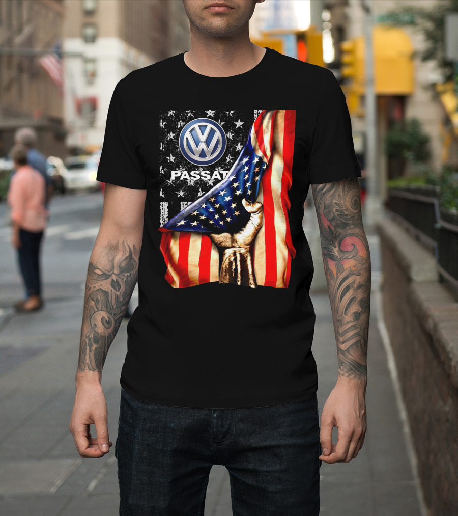 Volkswagen Passat American Flag Stars And Stripes Fist T-Shirt
