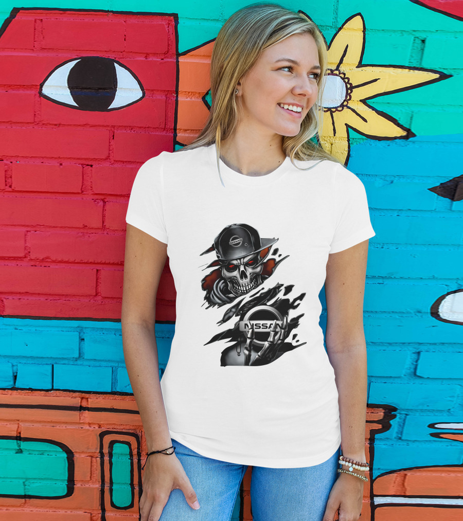 Nissan Navara Skeleton Graphic With Logo And Cap T-Shirt