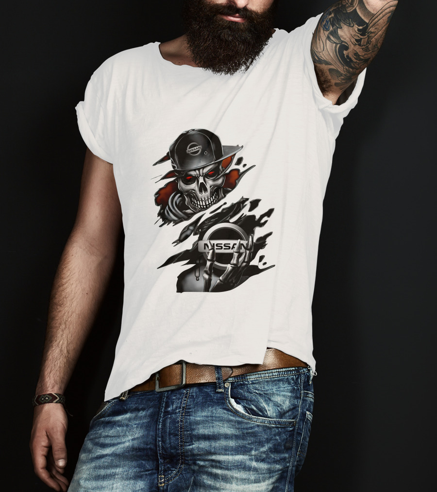Nissan Navara Skeleton Graphic With Logo And Cap T-Shirt