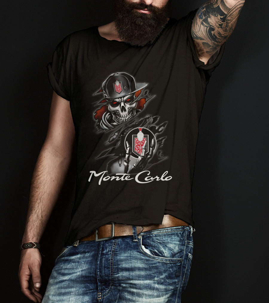Monte Carlo Skull With Red Emblem And Cap T-Shirt