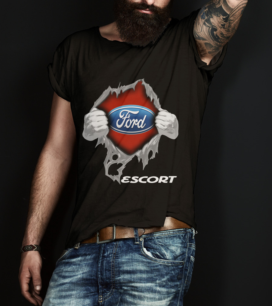 Ford Escort 01 Logo Display With Torn Effect T-Shirt
