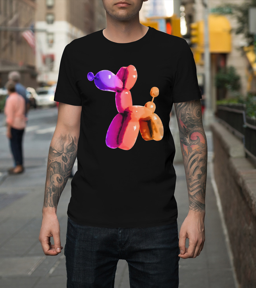 Jeff Koons Inspired Vibrant Metallic Warm Balloon Dog T-Shirt