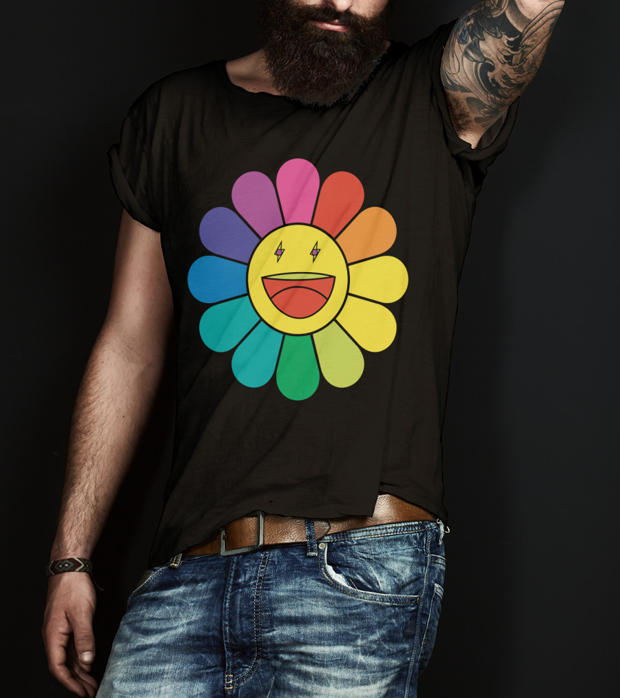 J Balvin Colores Rainbow Flower Smiley Face T-Shirt