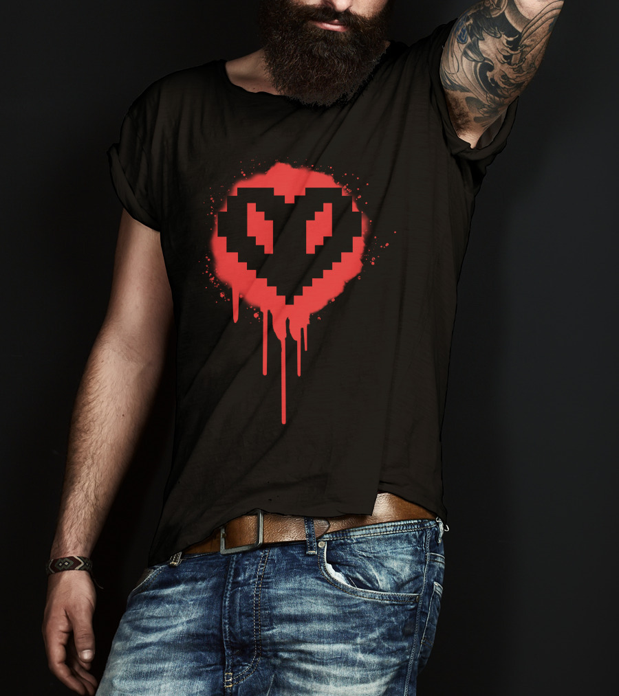Philza1 Merch Dripping Pixel Heart T-Shirt