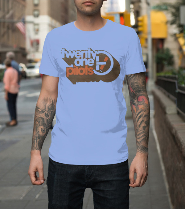 Shirt: twenty one pilots logo on light blue background T-Shirt twenty one pilots logo on light blue background T-Shirt
