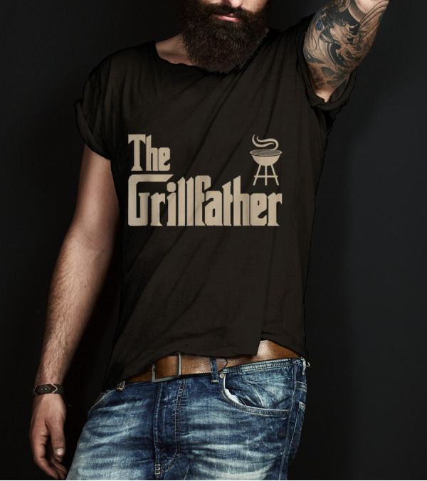 The Grillfather BBQ Dad Apron Iconic Parody Grill Chef T-Shirt