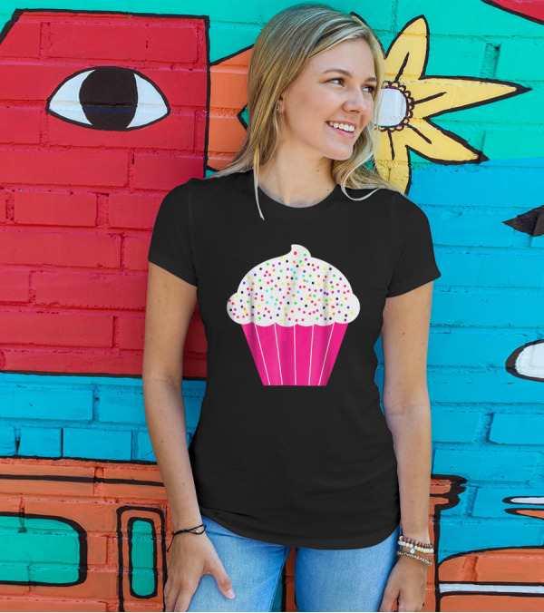 Cupcake Fun Food Costume White Frosting With Colorful Sprinkles T-Shirt