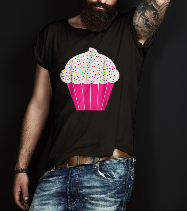 Cupcake Fun Food Costume White Frosting With Colorful Sprinkles T-Shirt