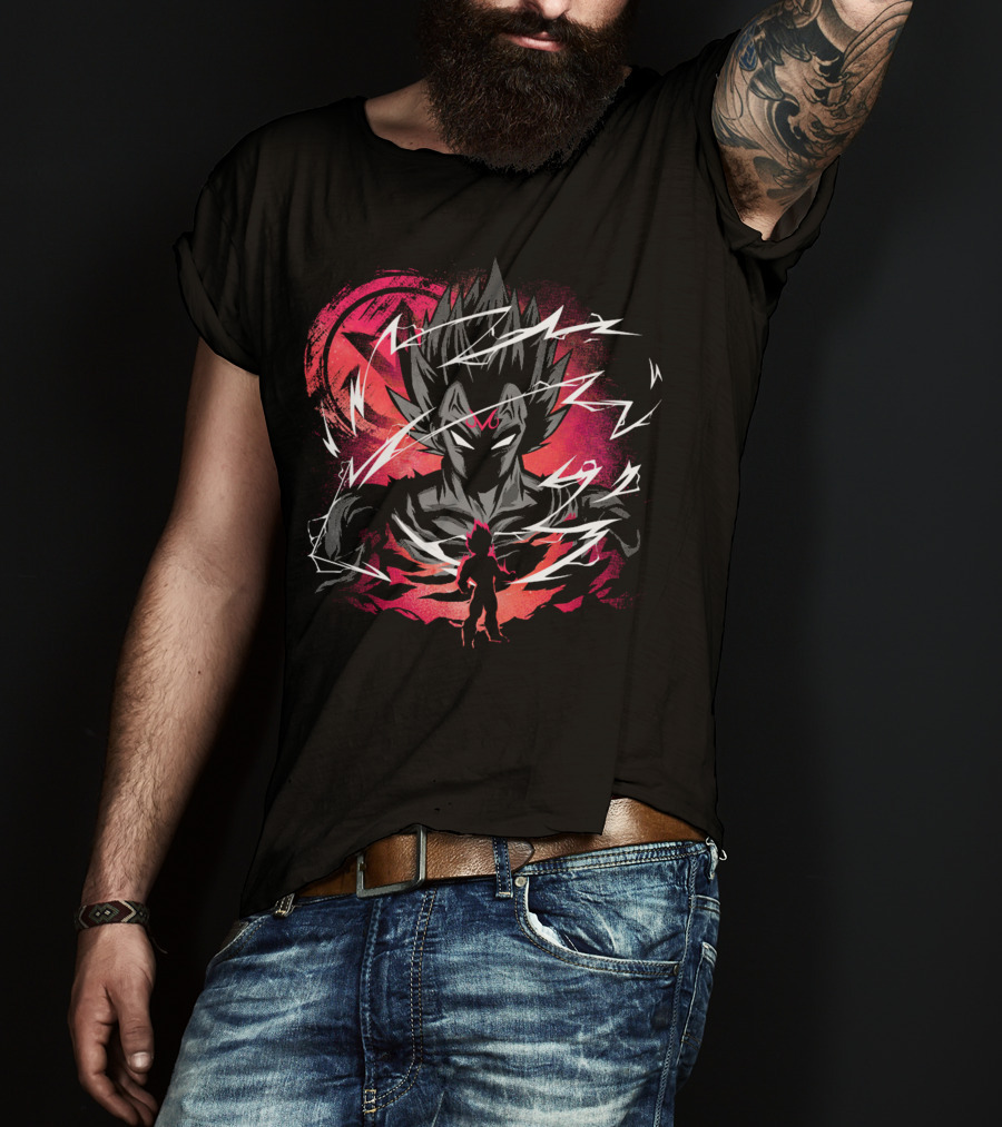 Majin Saiyan Prince Power Surge With Red Aura And Lightning T-Shirt