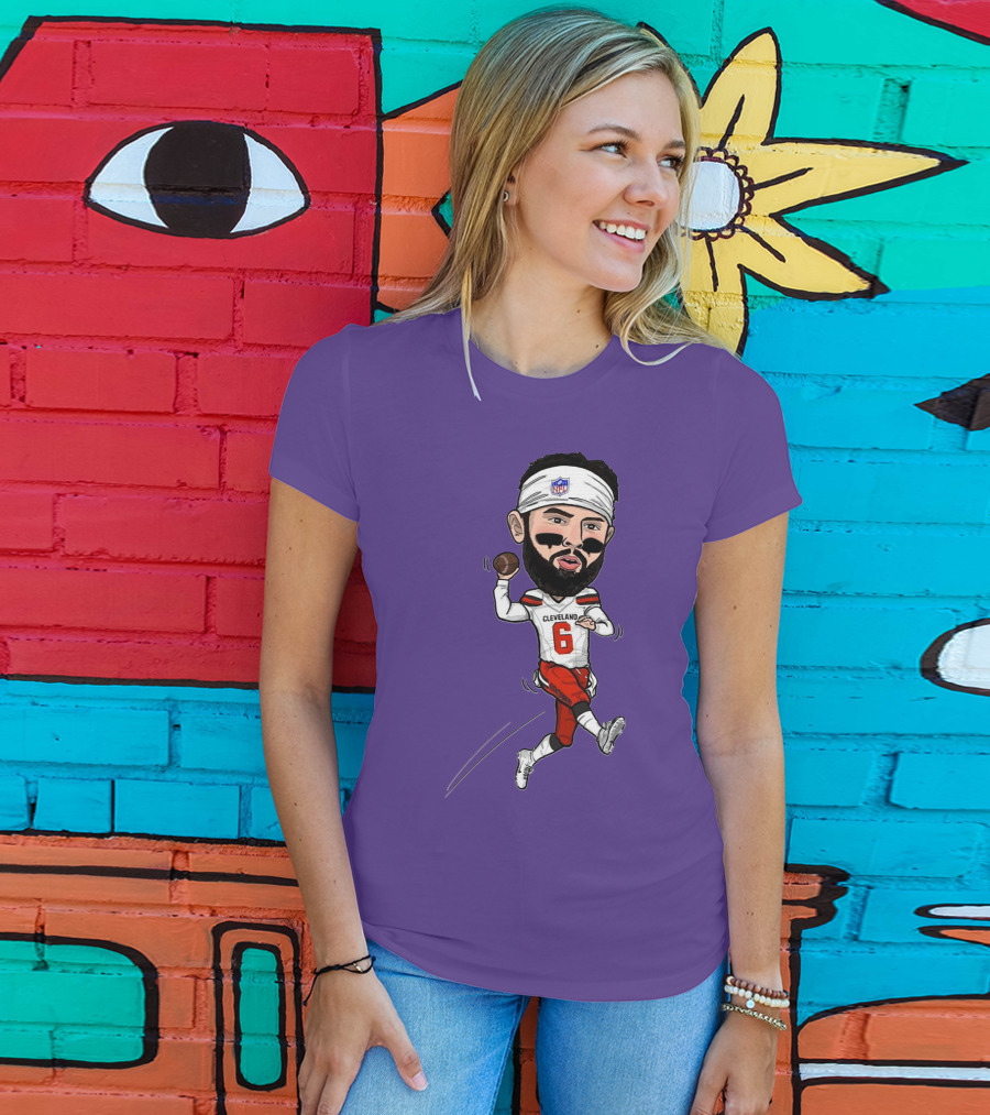 Baker Mayfield Cleveland Browns Football Cartoon Player Number 6 T-Shirt